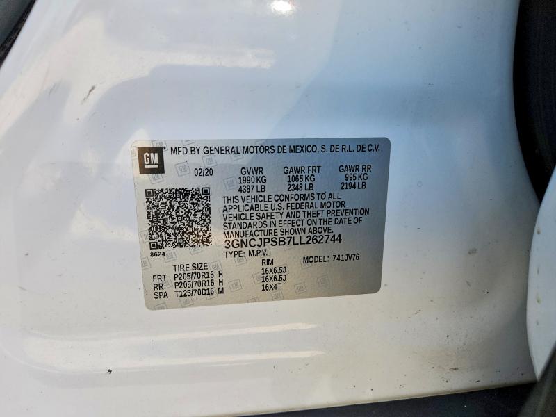 Продажа на аукционе авто 2020 Chevrolet Trax, vin: 3GNCJPSB7LL262744, номер лота: 63214836