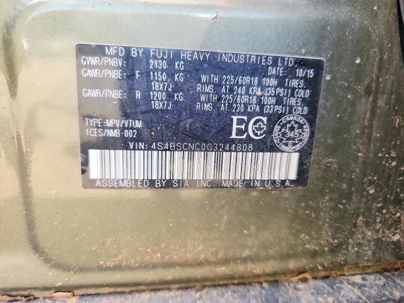 59146546 :رقم المزاد ، 4S4BSCNC0G3244808 vin ، 2016 Subaru Outback مزاد بيع