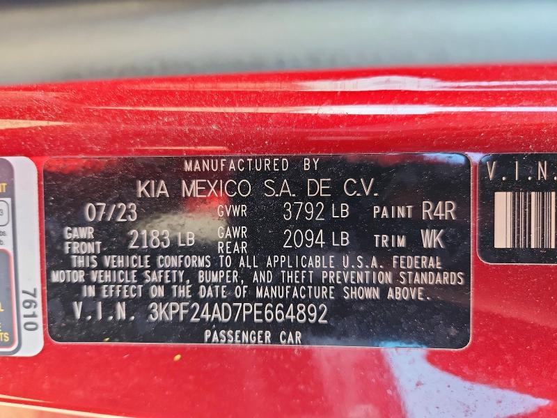58776796 :رقم المزاد ، 3KPF24AD7PE664892 vin ، 2023 Kia Forte مزاد بيع