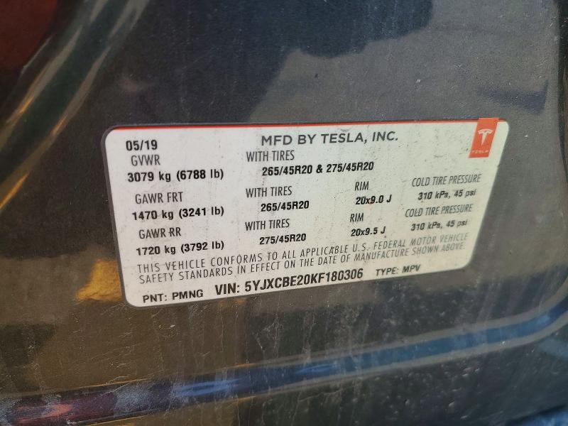 Aukcja sprzedaży 2019 Tesla Model X, vin: 5YJXCBE20KF180306, numer aukcji: 62646246
