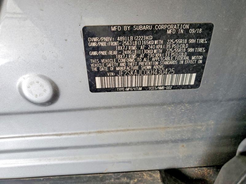 Aukcja sprzedaży 2019 Subaru Forester, vin: JF2SKAJC0KH430425, numer aukcji: 62438636