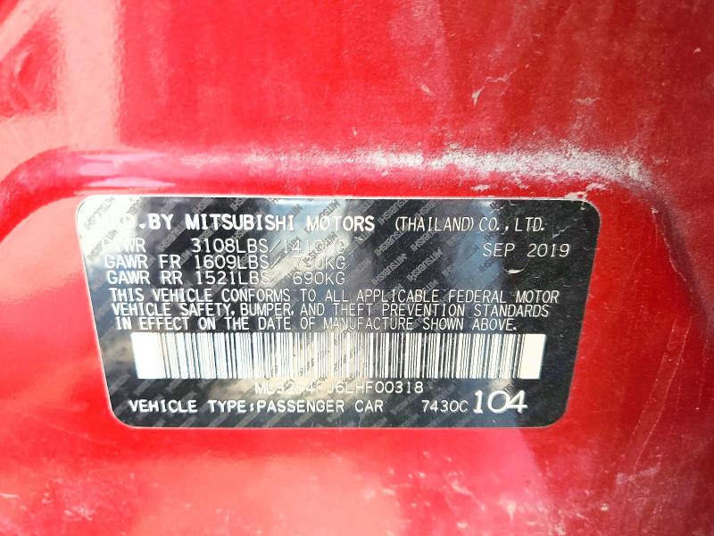 60819416 :رقم المزاد ، ML32F4FJ6LHF00318 vin ، 2020 Mitsubishi Mirage مزاد بيع