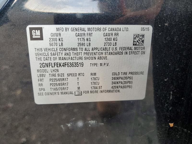 Aukcja sprzedaży 2015 Chevrolet Equinox, vin: 2GNFLFEK4F6363519, numer aukcji: 61543366
