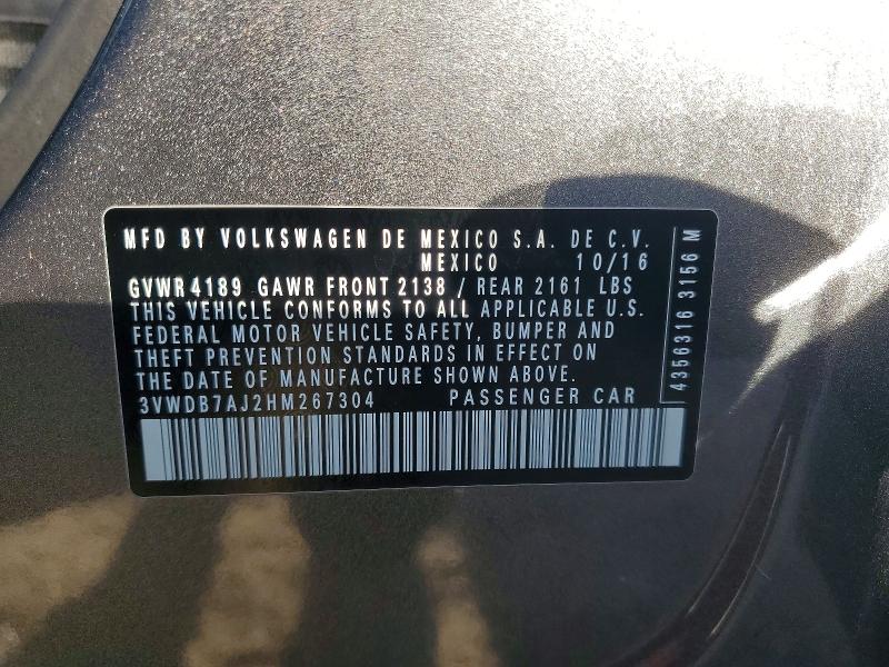 Aukcja sprzedaży 2017 Volkswagen Jetta, vin: 3VWDB7AJ2HM267304, numer aukcji: 60199646