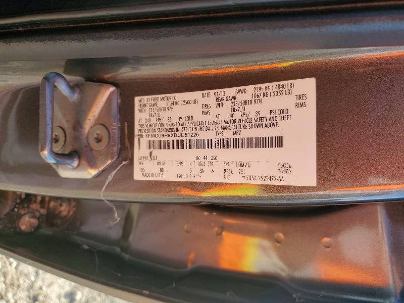 2013 Ford Escape მანქანა იყიდება აუქციონზე, vin: 1FMCU9H9XDUD51226, აუქციონის ნომერი: 61908896