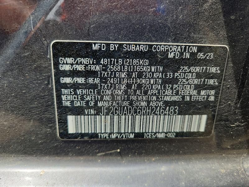 Aukcja sprzedaży 2024 Subaru Crosstrek, vin: JF2GUADC6RH246483, numer aukcji: 60720946