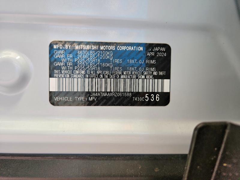 2024 Mitsubishi Eclipse Cross მანქანა იყიდება აუქციონზე, vin: JA4ATWAAXRZ061588, აუქციონის ნომერი: 59260576