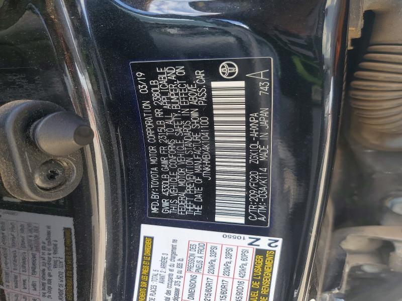 Aukcja sprzedaży 2019 Toyota C-hr, vin: JTNKHMBX4K1041100, numer aukcji: 62435316