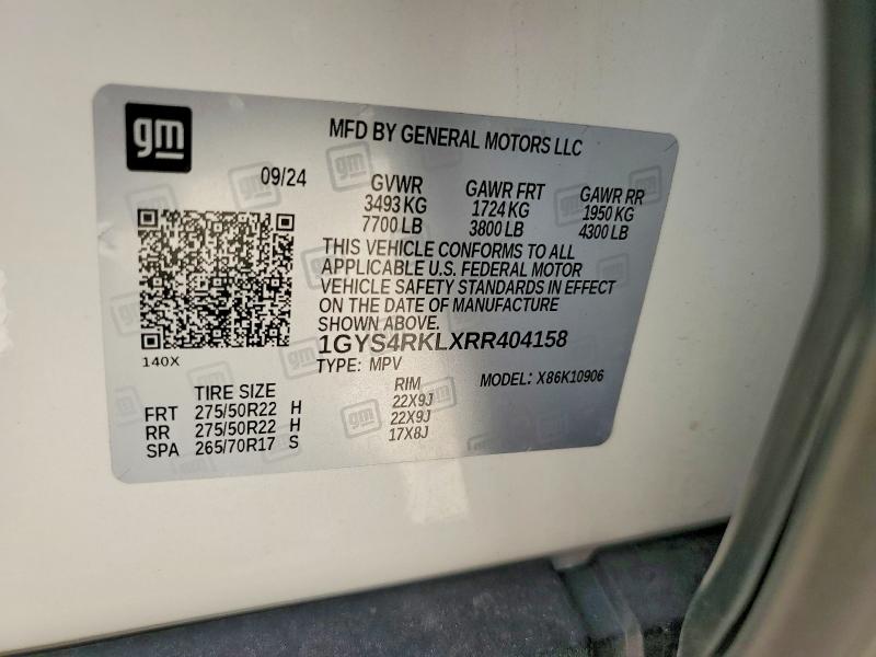Продажа на аукционе авто 2024 Cadillac Escalade, vin: 1GYS4RKLXRR404158, номер лота: 60822066