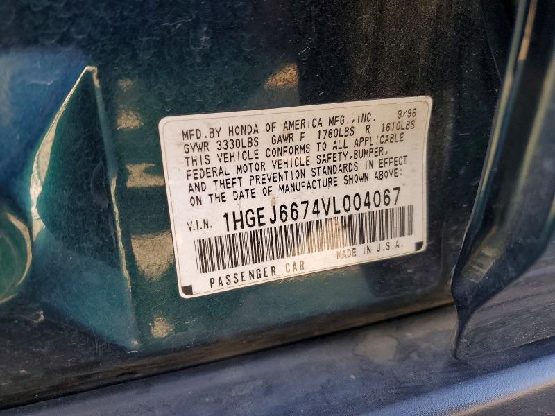 Продажа на аукционе авто 1997 Honda Civic, vin: 1HGEJ6674VL004067, номер лота: 60483556