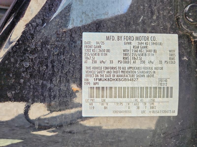 2025 Ford Explorer მანქანა იყიდება აუქციონზე, vin: 1FMUK8DHXSGB94827, აუქციონის ნომერი: 61369426