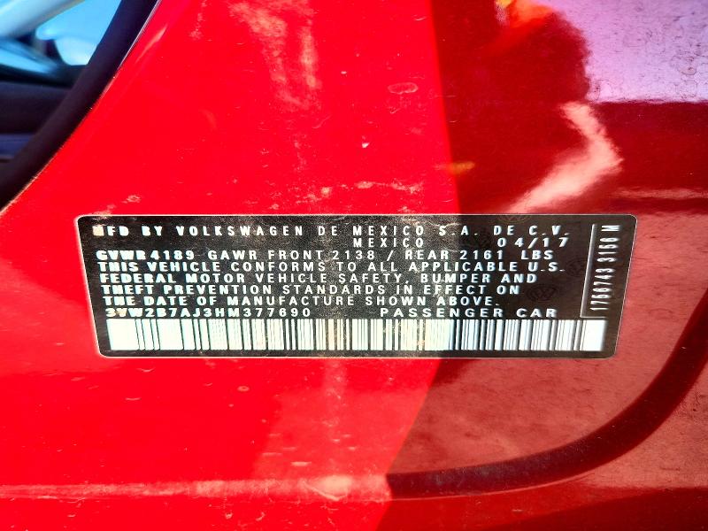 Aukcja sprzedaży 2017 Volkswagen Jetta, vin: 3VW2B7AJ3HM377690, numer aukcji: 60253236