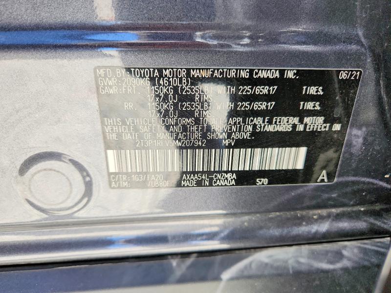 Продажа на аукционе авто 2021 Toyota Rav4, vin: 2T3P1RFV5MW207942, номер лота: 63398236