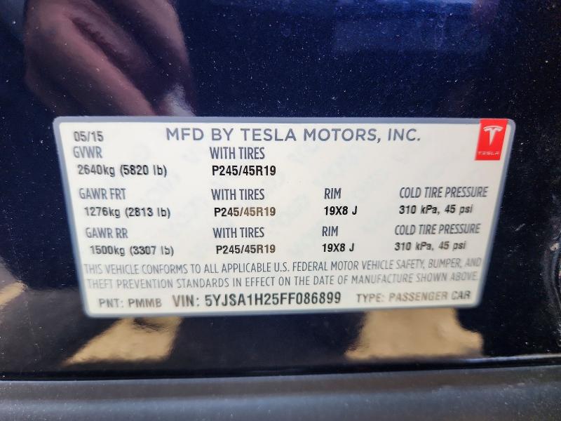 Продаж на аукціоні авто 2015 Tesla Model S, vin: 5YJSA1H25FF086899, номер лоту: 59821696