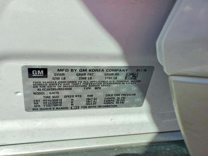 Продажа на аукционе авто 2018 Buick Encore, vin: KL4CJASB0JB624508, номер лота: 62164766