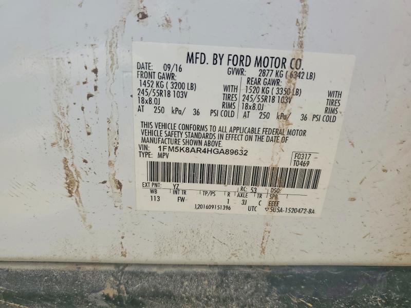 Aukcja sprzedaży 2017 Ford Explorer, vin: 1FM5K8AR4HGA89632, numer aukcji: 63072716