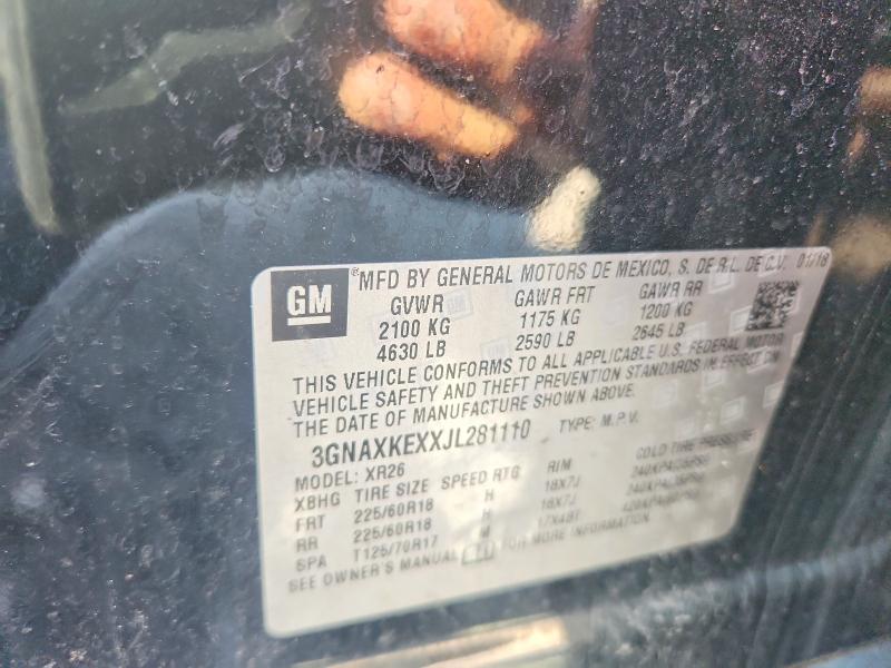 85628045 :رقم المزاد ، 3GNAXKEXXJL281110 vin ، 2018 Chevrolet Equinox مزاد بيع