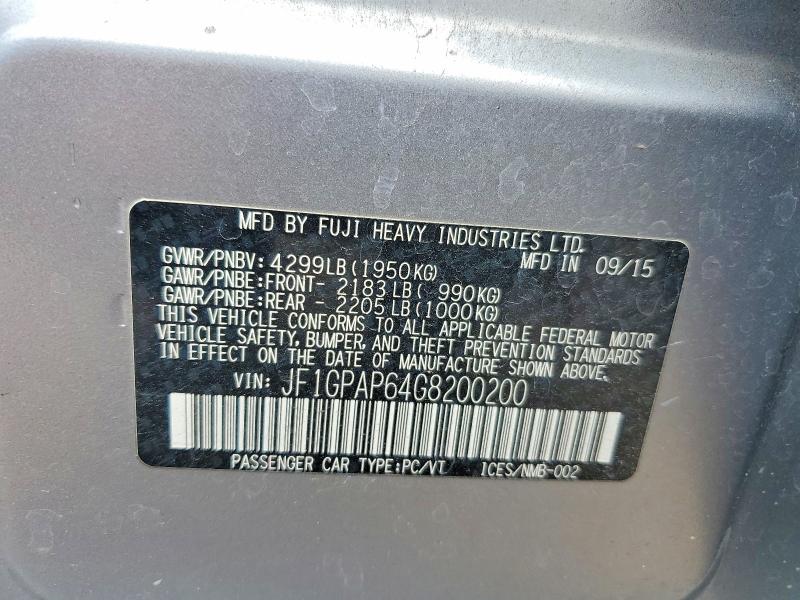 Продажа на аукционе авто 2016 Subaru Impreza, vin: JF1GPAP64G8200200, номер лота: 63148056