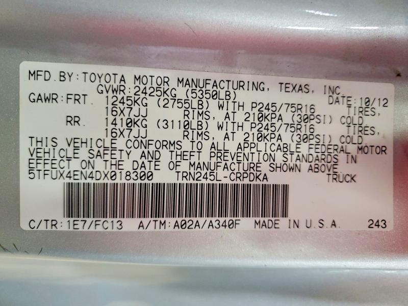 Продаж на аукціоні авто 2013 Toyota Tacoma, vin: 5TFUX4EN4DX018300, номер лоту: 60622326