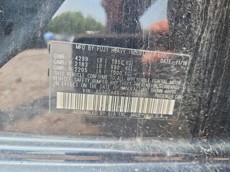 61039686 :رقم المزاد ، 4S3GTAA63H3700605 vin ، 2017 Subaru Impreza مزاد بيع