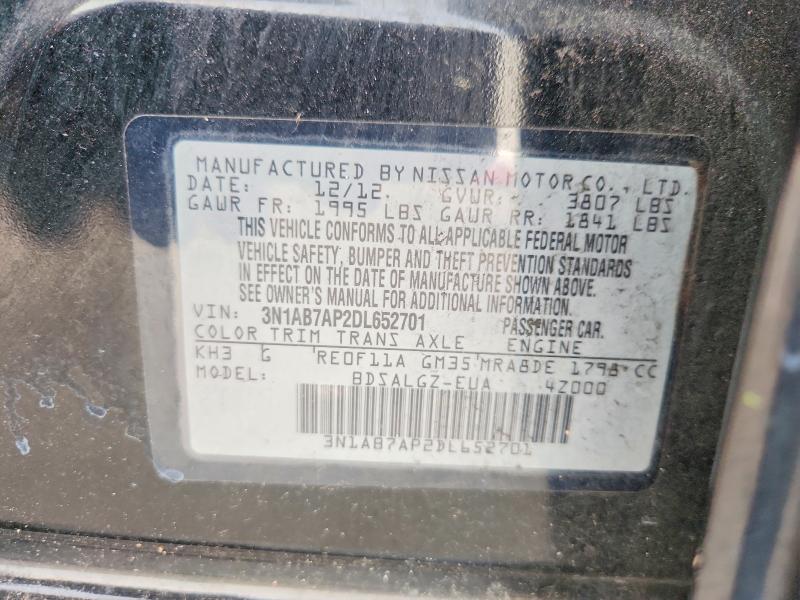 Aukcja sprzedaży 2013 Nissan Sentra, vin: 3N1AB7AP2DL652701, numer aukcji: 62819846