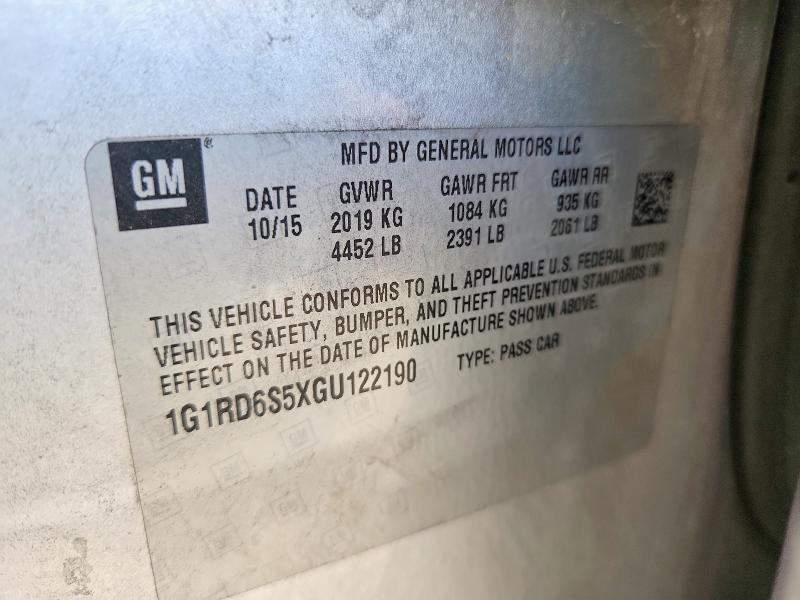 Продаж на аукціоні авто 2016 Chevrolet Volt, vin: 1G1RD6S5XGU122190, номер лоту: 59622956
