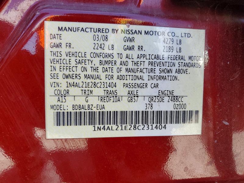 60207536 :رقم المزاد ، 1N4AL21E28C231404 vin ، 2008 Nissan Altima مزاد بيع