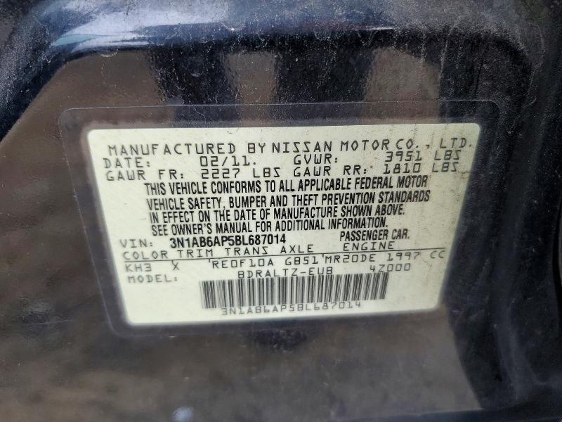 Aukcja sprzedaży 2011 Nissan Sentra, vin: 3N1AB6AP5BL687014, numer aukcji: 62106886