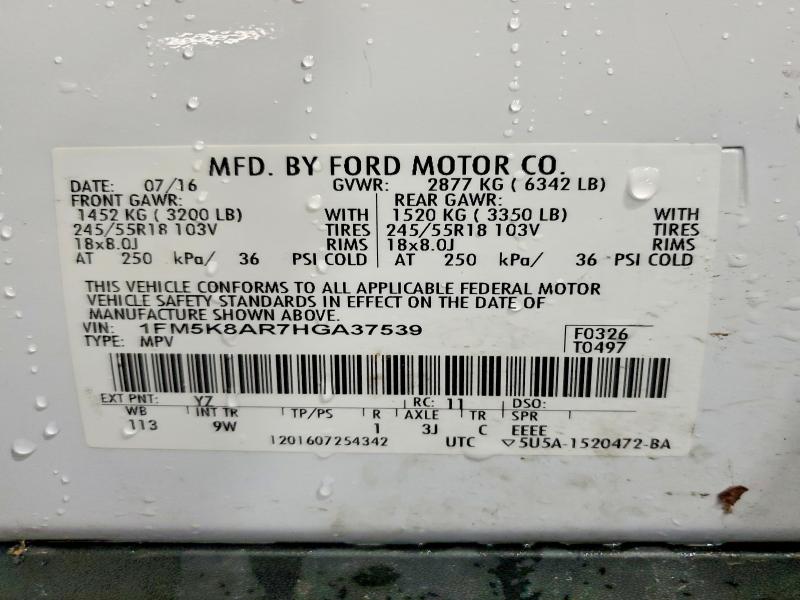Продаж на аукціоні авто 2017 Ford Explorer, vin: 1FM5K8AR7HGA37539, номер лоту: 63199206