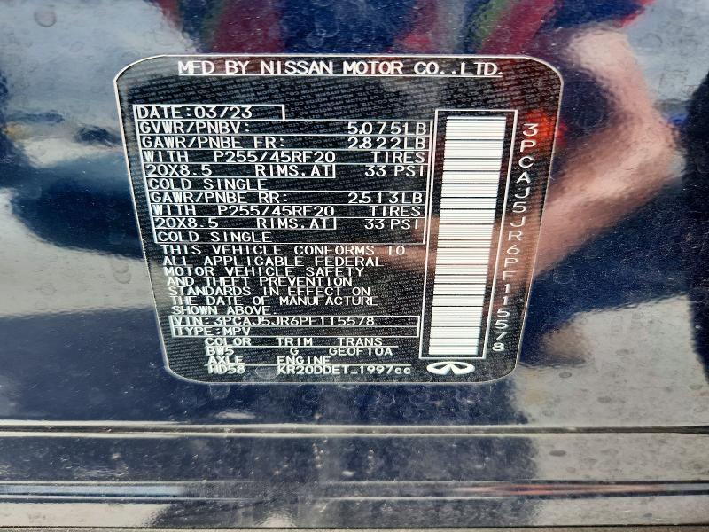 61615956 :رقم المزاد ، 3PCAJ5JR6PF115578 vin ، 2023 Infiniti Qx55 مزاد بيع