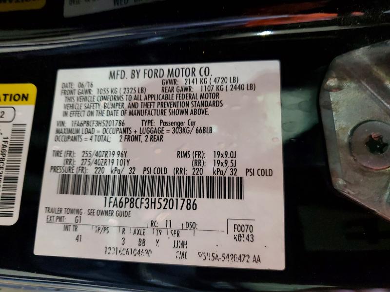 Aukcja sprzedaży 2017 Ford Mustang, vin: 1FA6P8CF3H5201786, numer aukcji: 62580506