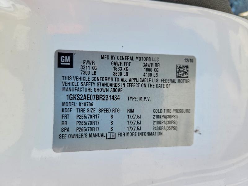 Aukcja sprzedaży 2011 Gmc Yukon, vin: 1GKS2AE07BR231434, numer aukcji: 62271486