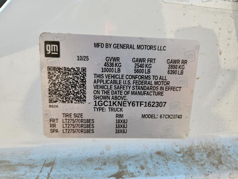 2026 Chevrolet Silverado მანქანა იყიდება აუქციონზე, vin: 1GC1KNEY6TF162307, აუქციონის ნომერი: 62445826