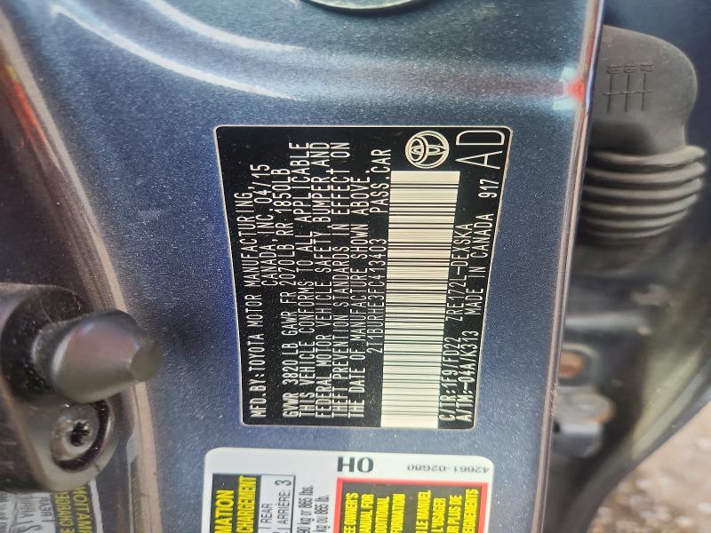 2015 Toyota Corolla მანქანა იყიდება აუქციონზე, vin: 2T1BURHE3FC413403, აუქციონის ნომერი: 60734356
