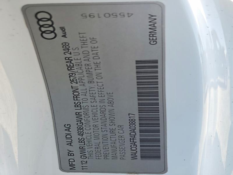 58783896 :رقم المزاد ، WAUCGAFR4DA038817 vin ، 2013 Audi S5 مزاد بيع