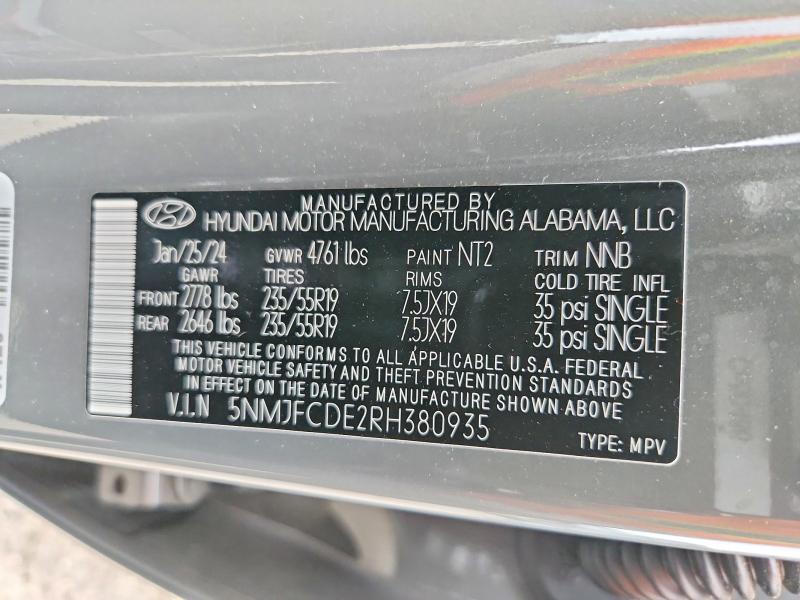 2024 Hyundai Tucson მანქანა იყიდება აუქციონზე, vin: 5NMJFCDE2RH380935, აუქციონის ნომერი: 61688976