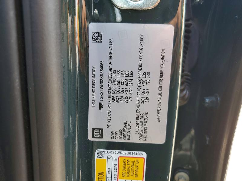 60078076 :رقم المزاد ، 1GKS2WR82SR364065 vin ، 2025 Gmc Yukon Xl مزاد بيع