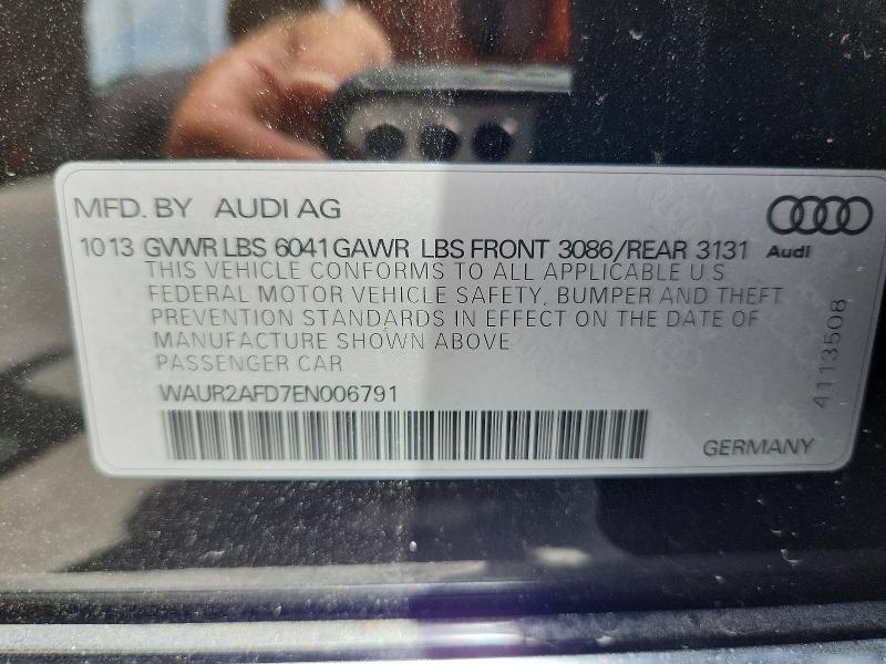 2014 Audi A8 მანქანა იყიდება აუქციონზე, vin: WAUR2AFD7EN006791, აუქციონის ნომერი: 61308026