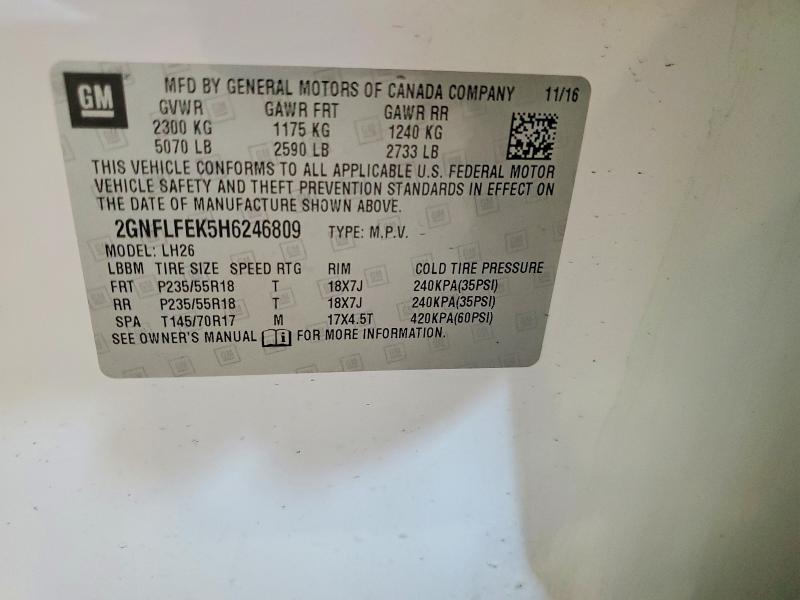 2017 Chevrolet Equinox მანქანა იყიდება აუქციონზე, vin: 2GNFLFEK5H6246809, აუქციონის ნომერი: 59059486