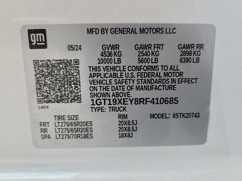 Продажа на аукционе авто 2024 Gmc Sierra, vin: 1GT19XEY8RF410685, номер лота: 60638196