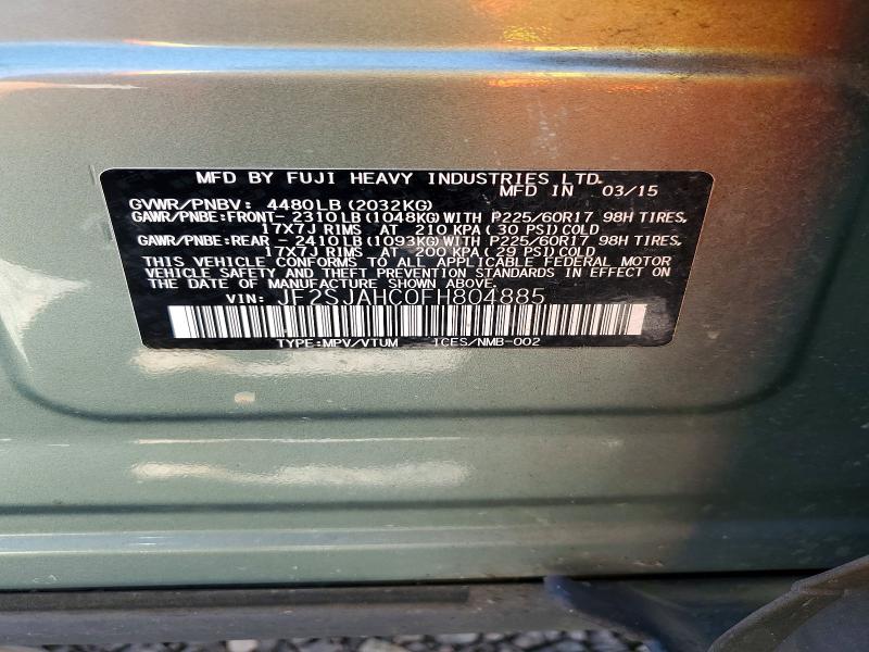 Продажа на аукционе авто 2015 Subaru Forester, vin: JF2SJAHC0FH804885, номер лота: 59685926