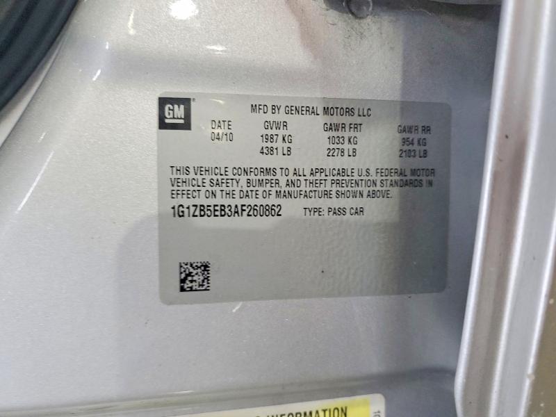 Продаж на аукціоні авто 2010 Chevrolet Malibu, vin: 1G1ZB5EB3AF260862, номер лоту: 60803566