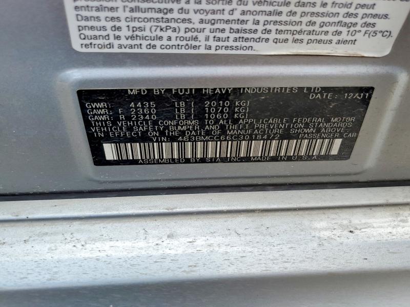 Aukcja sprzedaży 2012 Subaru Legacy, vin: 4S3BMCC66C3018472, numer aukcji: 60126266