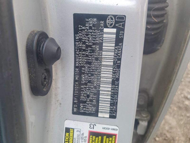 2013 Toyota Corolla მანქანა იყიდება აუქციონზე, vin: 2T1BU4EE9DC950846, აუქციონის ნომერი: 62843566