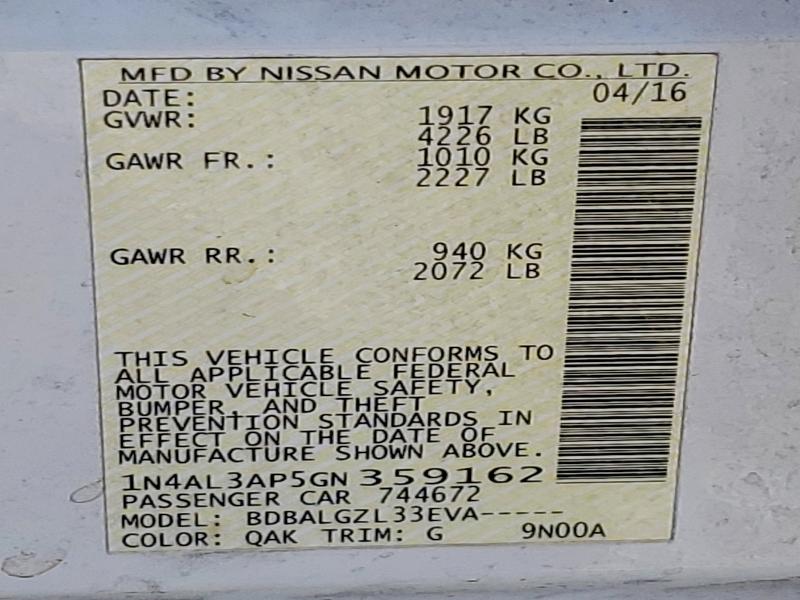 Aukcja sprzedaży 2016 Nissan Altima, vin: 1N4AL3AP5GN359162, numer aukcji: 62157196