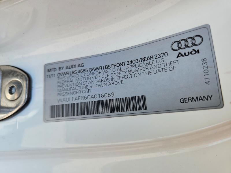 2012 Audi A5 მანქანა იყიდება აუქციონზე, vin: WAULFAFR6CA016089, აუქციონის ნომერი: 59384586