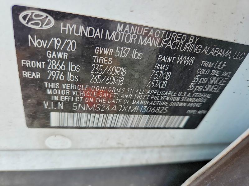 Aukcja sprzedaży 2021 Hyundai Santa Fe, vin: 5NMS24AJXMH306825, numer aukcji: 60593126