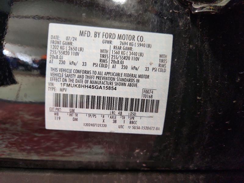 2025 Ford Explorer მანქანა იყიდება აუქციონზე, vin: 1FMUK8HH4SGA15854, აუქციონის ნომერი: 59294146
