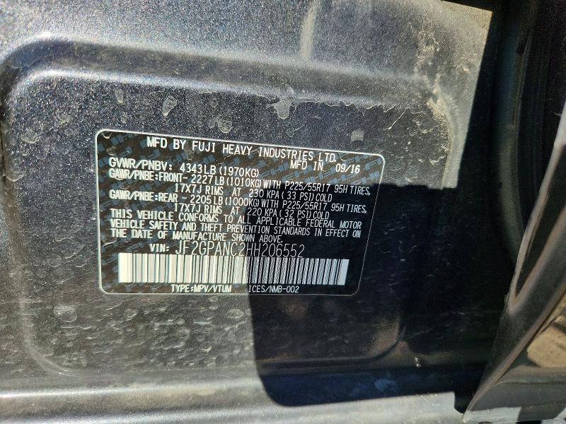 Aukcja sprzedaży 2017 Subaru Crosstrek, vin: JF2GPANC2HH206552, numer aukcji: 60748086