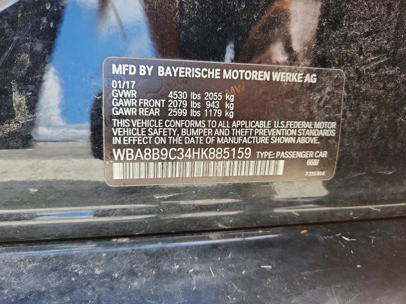 Aukcja sprzedaży 2017 Bmw 330, vin: WBA8B9C34HK885159, numer aukcji: 60699416